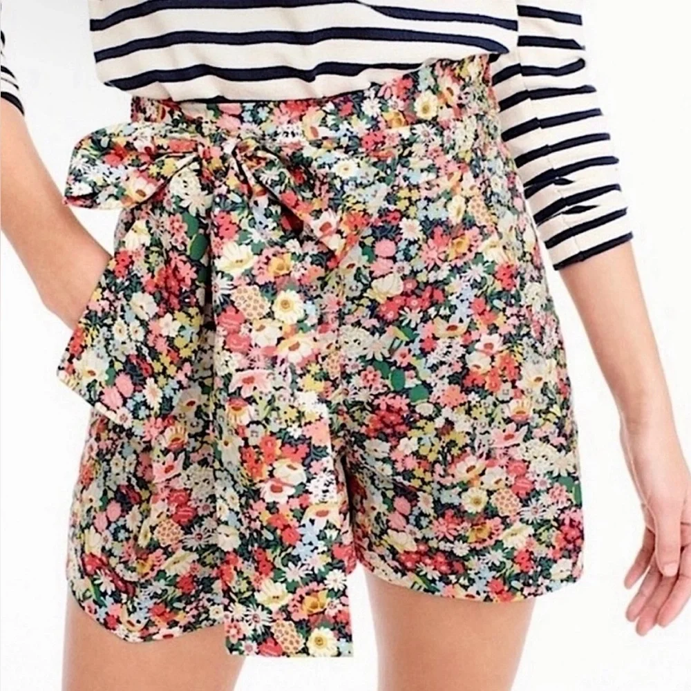 J. Crew x Liberty Tie-waist Short Thorpe Floral Women Sz 12 NWT Romantic Preppy
